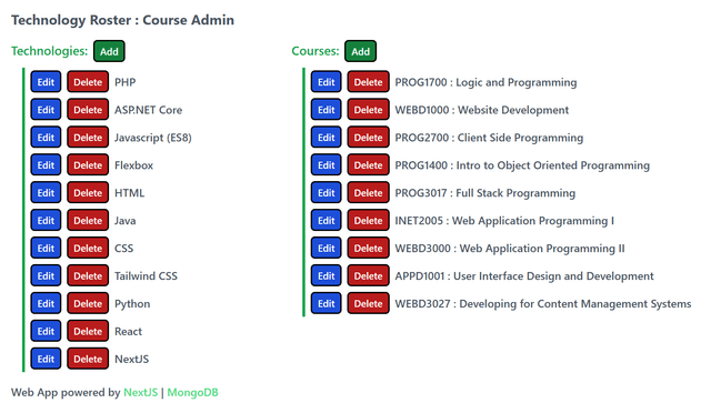 Image of the final project for my Full Stack Programming course