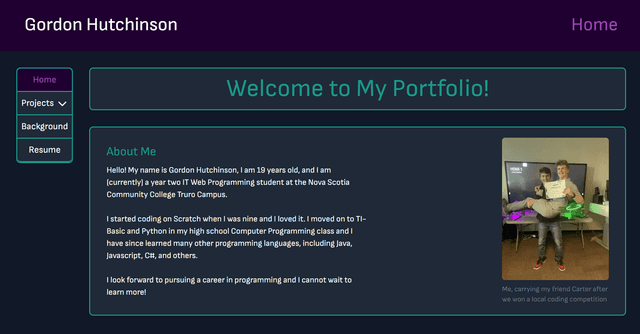 Image of my portfolio website